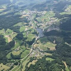 Flugwegposition um 12:46:07: Aufgenommen in der Nähe von Gemeinde Waldhausen im Strudengau, Waldhausen im Strudengau, Österreich in 1603 Meter